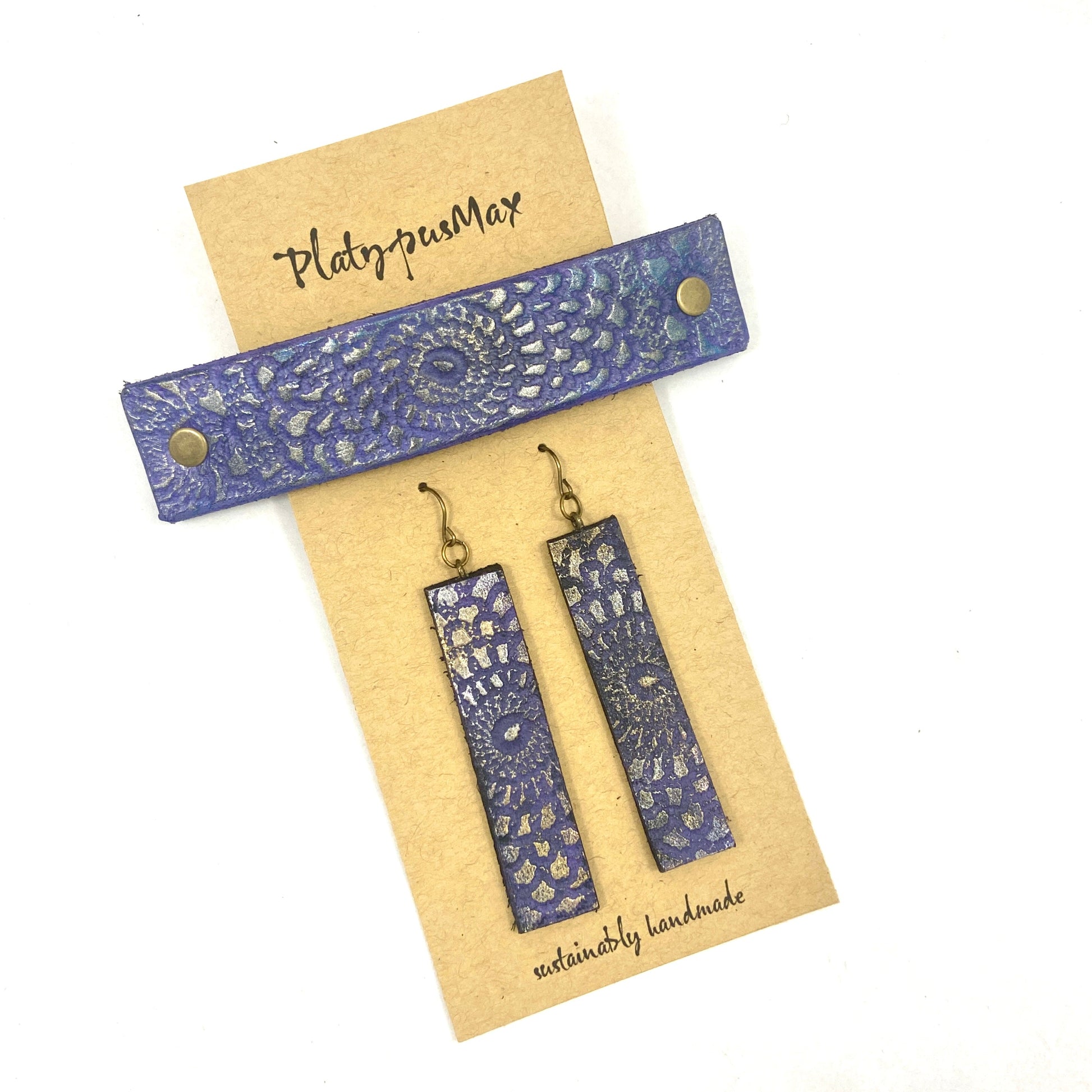 Purple Mandala Shimmer Barrette and Earring Gift Set-0