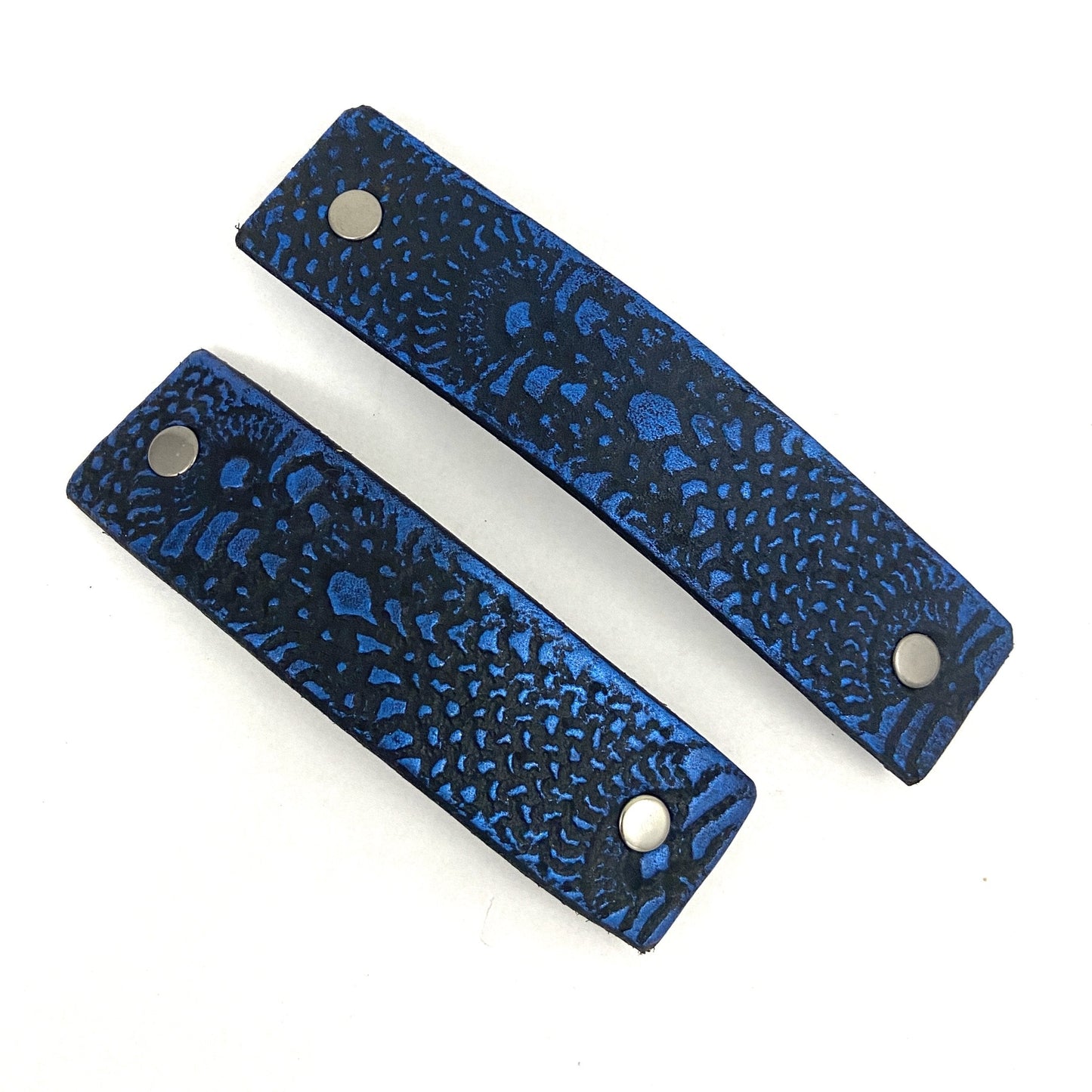 Cobalt Blue & Black Lace Texture Barrette and Earring Gift Set-2