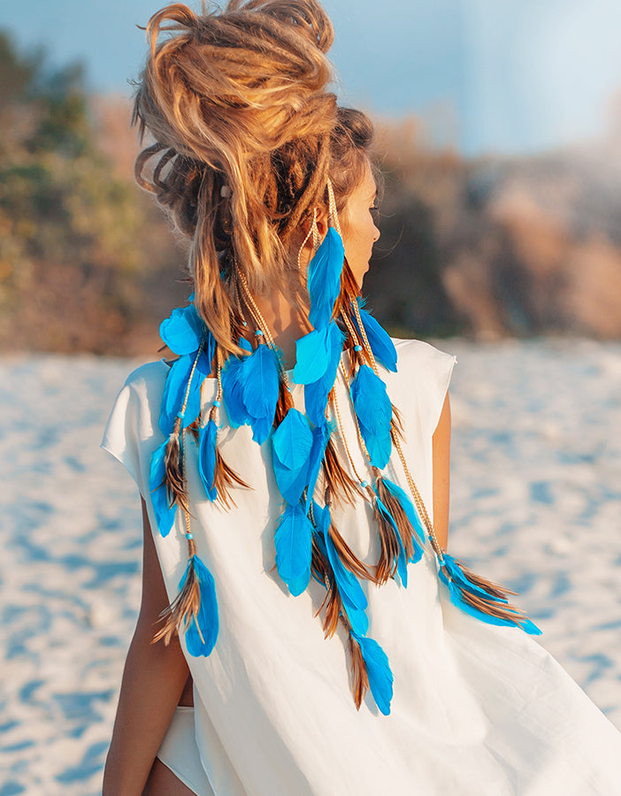 Hajékszer colored feather hair ornament Pink AFROline (1pc)-3